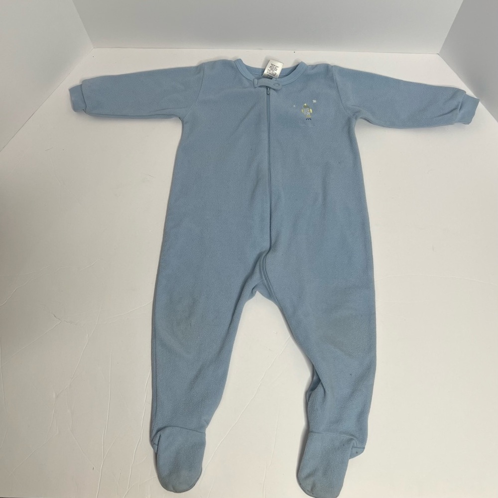 Vintage BabyGap Blue Fleece Sleeper – Rocket Design (12–18M)